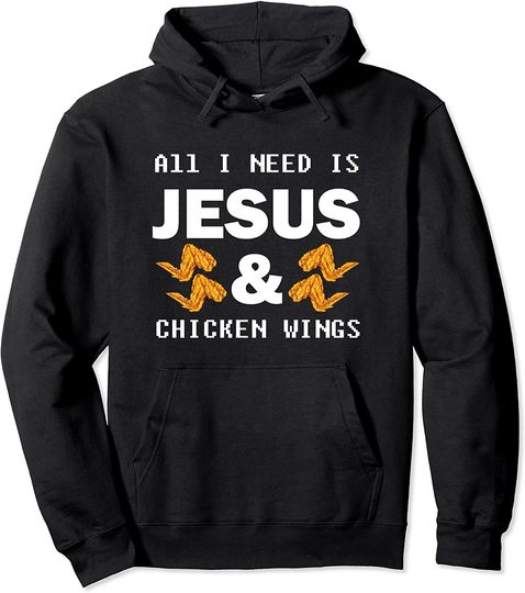 Discover Jesus & Chicken Wings Christian Foodie Graphic Pullover Hoodie