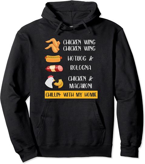 Discover Viral Chicken Wing Chicken Wing Hotdog & Bologna Song Lyric Pullover Hoodie