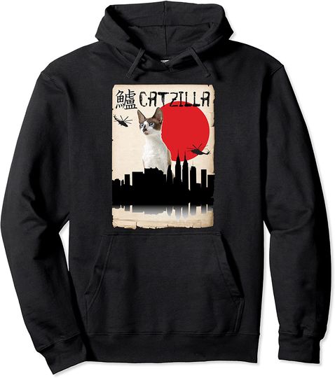 Discover Cornish Rex Cat Catzilla Pullover Hoodie