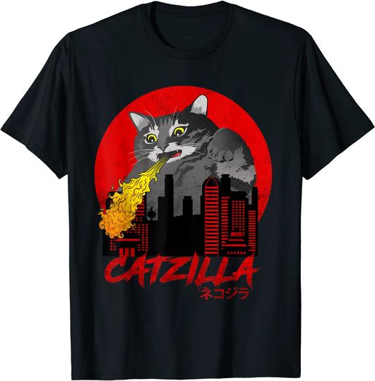 Catzilla Cat Monster Japanese Terror Style Gift T-Shirt
