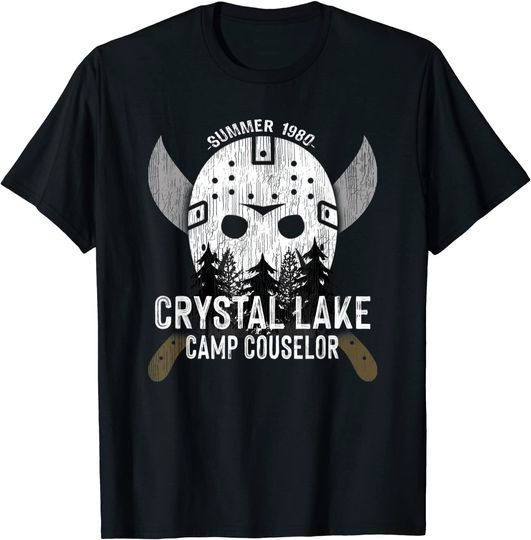 Crystal Lake Camp Counselor Horror Fans Hockey Mask T-Shirt