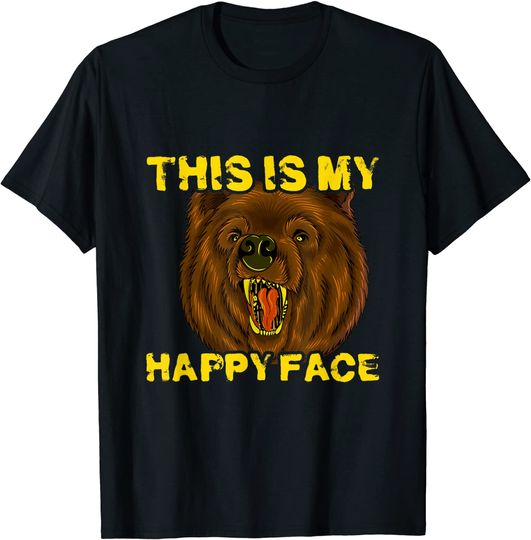 Discover This Is My Happy Face Funny Grizzly Bear T-Shirt