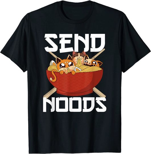 Japan Cat Japanese Ramen Noodles Anime Send Noods T-Shirt