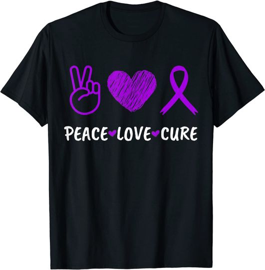 Discover Peace Love Cure Domestic Violence Awareness We Wear Purple T-Shirt