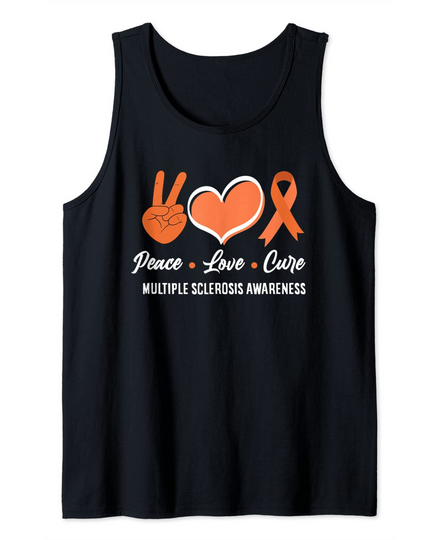 Discover MS Warrior Peace Love Cure Multiple Sclerosis Awareness Tank Top