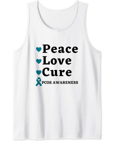 Discover Peace Love Cure PCOS Awareness Month, PCOS Month Tank Top