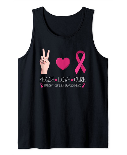 Discover Survivor Peace Love Cure Pink Ribbon Breast Cancer Awareness Tank Top