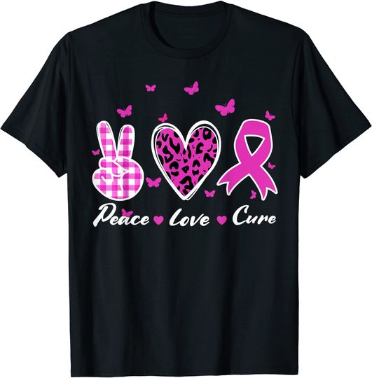 Discover Breast Cancer Awareness Pink Peace Love Cure Faith October T-Shirt