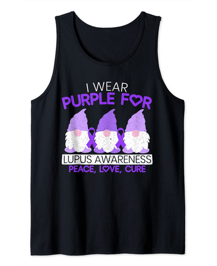 I Wear Purple For Lupus Awareness Peace Love Cure Gnome Tank Top
