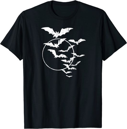 Discover Halloween Bats Moon Retro Vintage Distressed T-Shirt