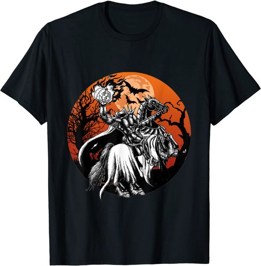 Discover Headless Knight Shirt Headless Flaming Pumpkin Halloween T-Shirt