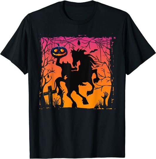 Vintage Headless Horseman Silhouette Halloween Gifts T-Shirt