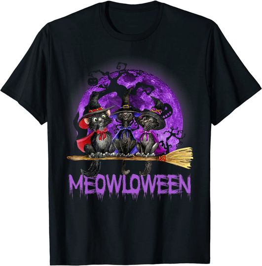 Funny Halloween Black Cat Witchs Society Costume T-Shirt
