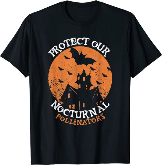 Discover Protect Our Nocturnal Pollinators Bat Halloween Bats T-Shirt