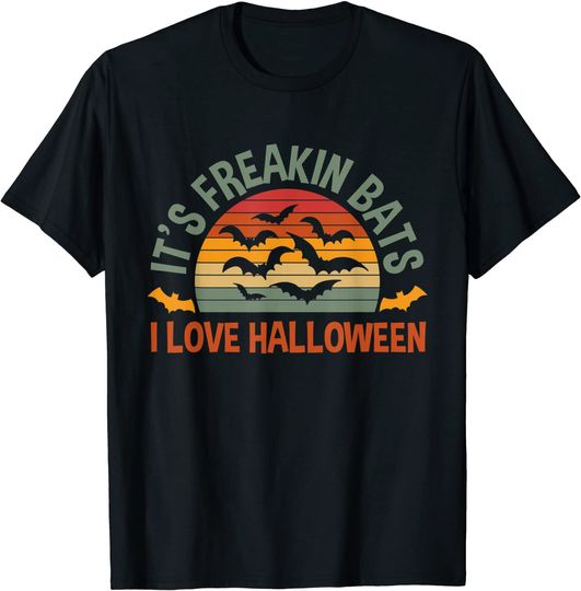 Discover It's Freakin Bats I Love Halloween Costume T-Shirt