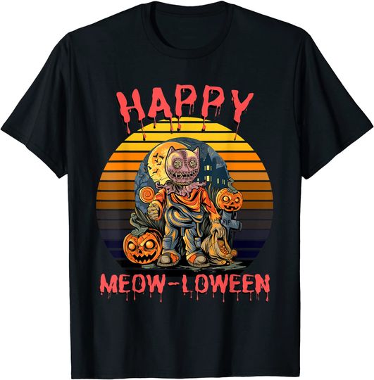 Cat Lovers Halloween, Happy Meow-loween, creepy cat Pumpkin T-Shirt