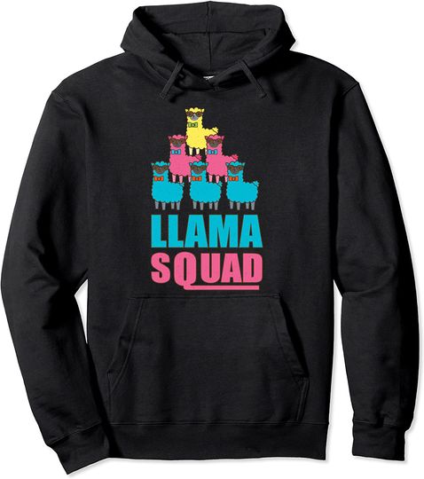 Llama Squad Retro 80s Style Vintage Sunglasses Alpaca Lover Pullover Hoodie