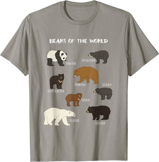 Discover Bears Of The World Grizzly Bear Panda Black Polar T Shirt