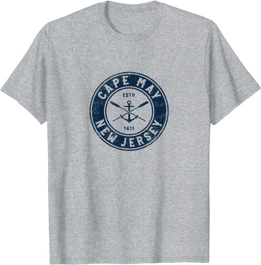 Cape May New Jersey NJ Vintage Boat Anchor & Oars T-Shirt