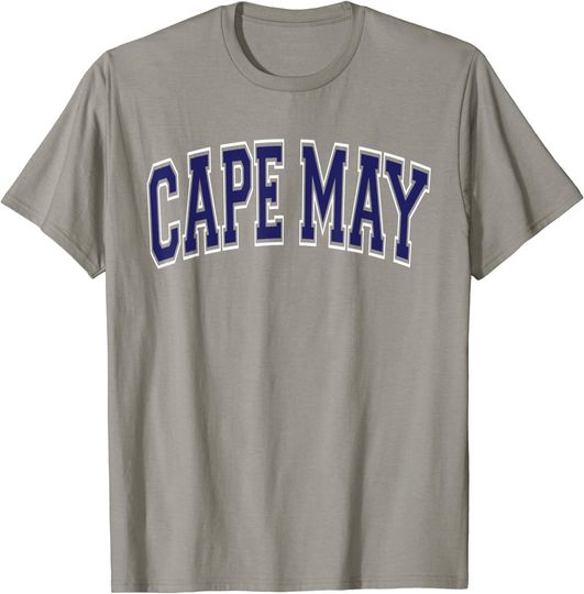Discover Cape May New Jersey NJ Varsity Style Navy Blue Text T-Shirt