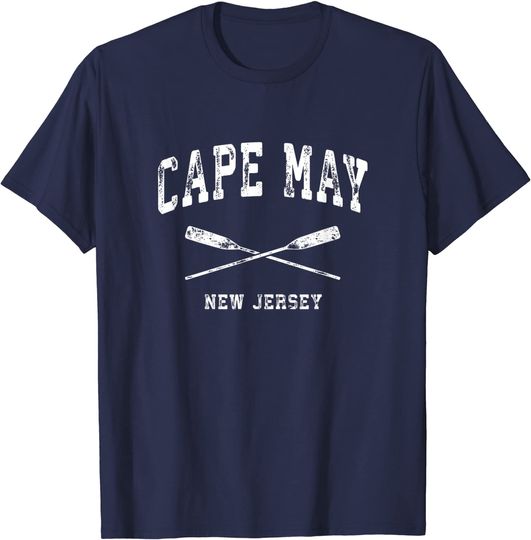 Discover Cape May New Jersey Vintage Nautical Crossed Oars T-Shirt