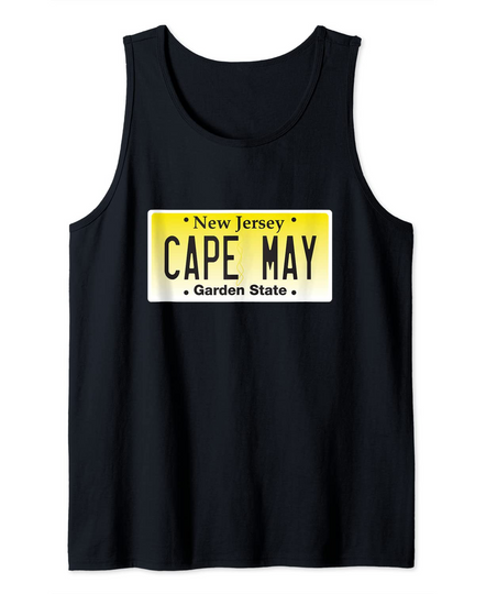Cape May NJ New Jersey Shore License Plate Beach Town Tank Top