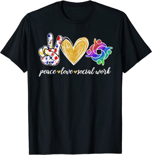 Discover Peace Love Social Work Cute  T-Shirt