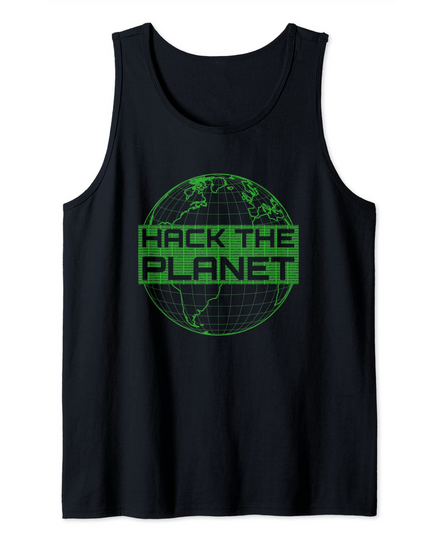 Hack the Planet Green Globe Computer Hackers Tank Top
