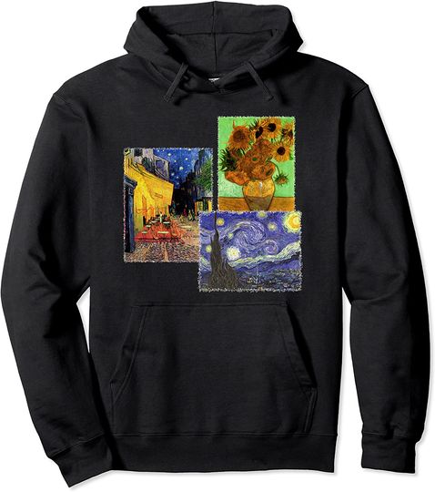 Van Gogh Art Night Cafe Sunflowers and Starry Night Hoodie