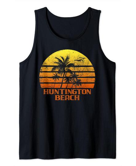 Huntington Beach Vintage Retro California Sunset Tank Top