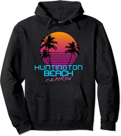 Huntington Beach California Retro 80s Hoodie