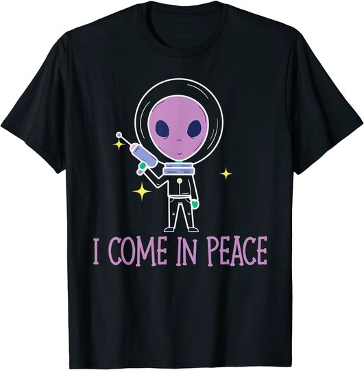 Alien Cute Pink I Come In Peace T-Shirt
