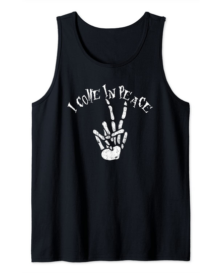 I Come in Peace Sign Deuces Skeleton Hand Gesture Tank Top