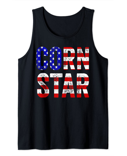 Cornhole Bean Bag Toss Corn Star USA Flag Tank Top