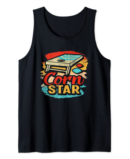 Corn Star Cornhole Bean Bag Toss Champion Player Retro Tank Top