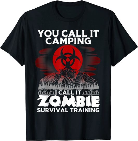 Funny Zombie Survival Camping Gift For Boys Girls Cool Camp T-Shirt