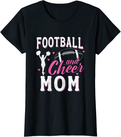 Womens Funny Cheerleading Mom Football and Cheer Mom T-Shirt
