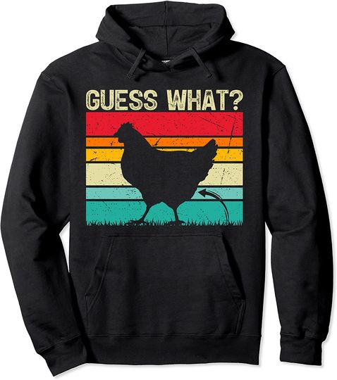 Vintage Chicken Farmer Guess What Chicken Butt Pullover Hoodie