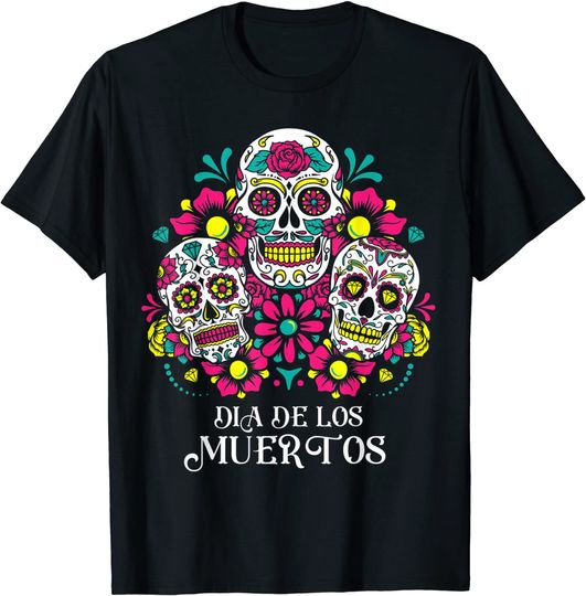Muertos Dia De Los 2021 Floral Sugar Skull Day Of Dead T-Shirt