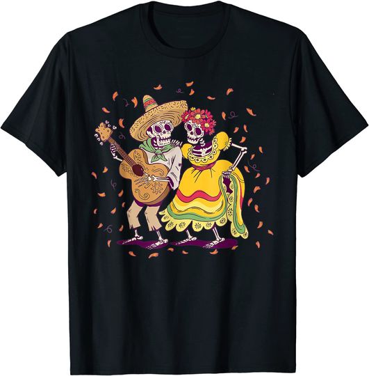Muertos Dia De Los Day Of The Dead Guitar T-Shirt