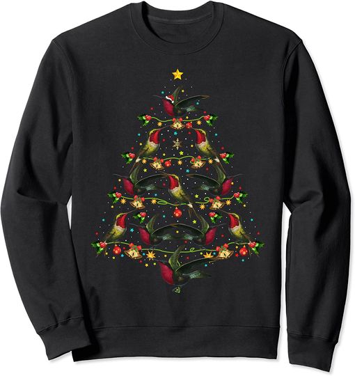 Hummingbird Lover Hummingbird Christmas Tree Sweatshirt