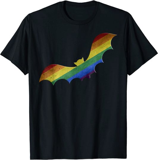 Spooky Rainbow Vampire Bat Halloween T-Shirt