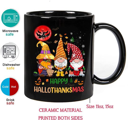 Gnomes Happy Hallothanksmas Mug