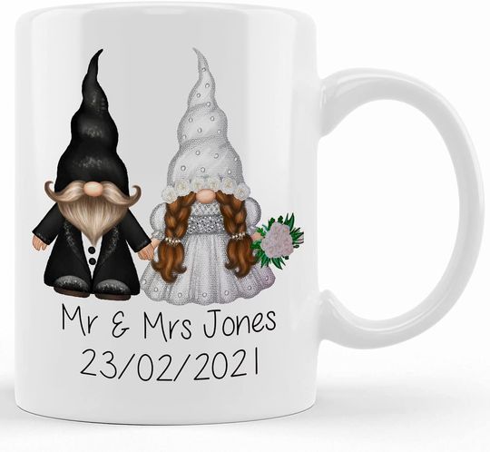 Discover Personalized Mr Mrs Bride And Groom Gnome Gonk Wedding Mug