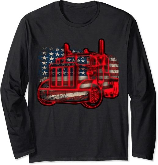 Truck Driver American Flag Long Sleeve
