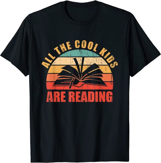 All The Cool Kids are Reading Retro Vintage Sunset T-Shirt