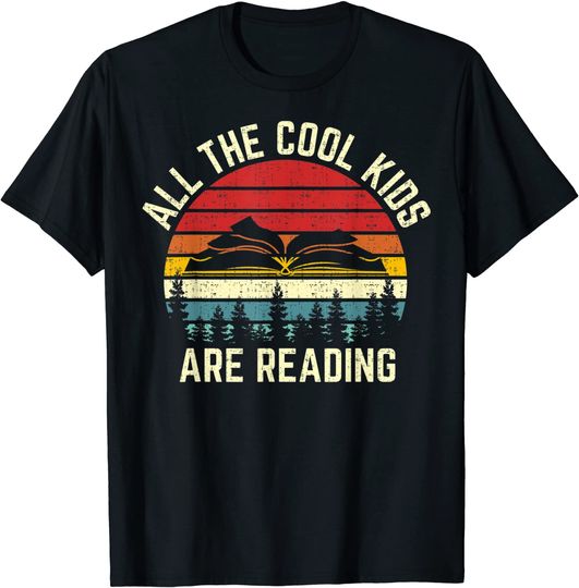 Vintage Retro Sunset All The Cool Kids Are Reading Book T-Shirt