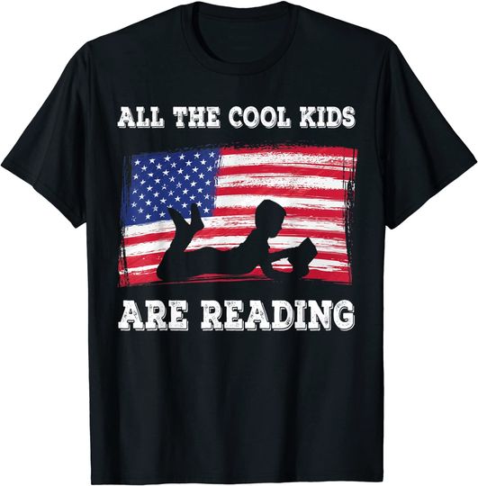Discover All The Cool Kids Are Reading Book Usa Flag T-Shirt
