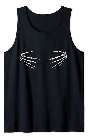 Halloween Boob Skeleton Hands on Boobs Tank Top