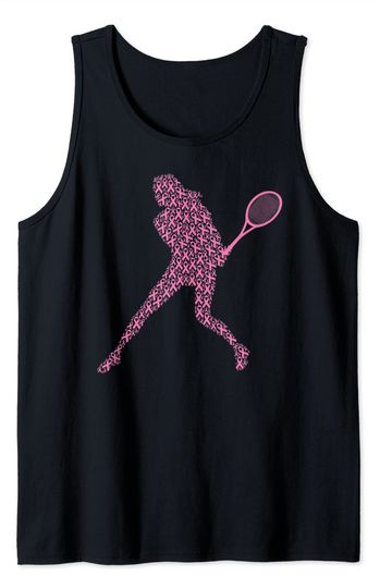 Tennis Player Breast Cancer Awareness Pink Ribbon And Survivor Tank Top